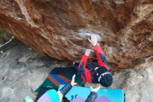 Bouldering in Hueco Tanks on 01/02/2019 with Blue Lizard Climbing and Yoga

Filename: SRM_20190102_1619330.jpg
Aperture: f/4.0
Shutter Speed: 1/250
Body: Canon EOS-1D Mark II
Lens: Canon EF 16-35mm f/2.8 L