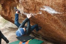 Bouldering in Hueco Tanks on 01/02/2019 with Blue Lizard Climbing and Yoga

Filename: SRM_20190102_1704060.jpg
Aperture: f/3.2
Shutter Speed: 1/200
Body: Canon EOS-1D Mark II
Lens: Canon EF 50mm f/1.8 II