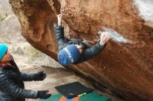 Bouldering in Hueco Tanks on 01/02/2019 with Blue Lizard Climbing and Yoga

Filename: SRM_20190102_1704140.jpg
Aperture: f/3.2
Shutter Speed: 1/200
Body: Canon EOS-1D Mark II
Lens: Canon EF 50mm f/1.8 II