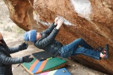 Bouldering in Hueco Tanks on 01/02/2019 with Blue Lizard Climbing and Yoga

Filename: SRM_20190102_1704220.jpg
Aperture: f/3.2
Shutter Speed: 1/200
Body: Canon EOS-1D Mark II
Lens: Canon EF 50mm f/1.8 II