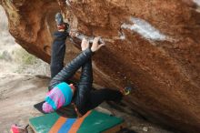 Bouldering in Hueco Tanks on 01/02/2019 with Blue Lizard Climbing and Yoga

Filename: SRM_20190102_1714330.jpg
Aperture: f/3.2
Shutter Speed: 1/250
Body: Canon EOS-1D Mark II
Lens: Canon EF 50mm f/1.8 II