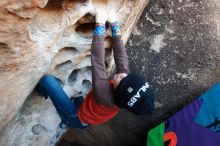 Bouldering in Hueco Tanks on 01/01/2019 with Blue Lizard Climbing and Yoga

Filename: SRM_20190101_1028170.jpg
Aperture: f/4.5
Shutter Speed: 1/160
Body: Canon EOS-1D Mark II
Lens: Canon EF 16-35mm f/2.8 L