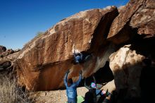 Bouldering in Hueco Tanks on 01/01/2019 with Blue Lizard Climbing and Yoga

Filename: SRM_20190101_1153020.jpg
Aperture: f/9.0
Shutter Speed: 1/250
Body: Canon EOS-1D Mark II
Lens: Canon EF 16-35mm f/2.8 L