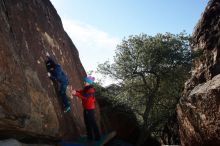 Bouldering in Hueco Tanks on 01/01/2019 with Blue Lizard Climbing and Yoga

Filename: SRM_20190101_1222120.jpg
Aperture: f/7.1
Shutter Speed: 1/250
Body: Canon EOS-1D Mark II
Lens: Canon EF 16-35mm f/2.8 L