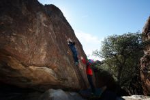 Bouldering in Hueco Tanks on 01/01/2019 with Blue Lizard Climbing and Yoga

Filename: SRM_20190101_1222310.jpg
Aperture: f/7.1
Shutter Speed: 1/250
Body: Canon EOS-1D Mark II
Lens: Canon EF 16-35mm f/2.8 L