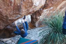 Bouldering in Hueco Tanks on 01/01/2019 with Blue Lizard Climbing and Yoga

Filename: SRM_20190101_1312420.jpg
Aperture: f/3.2
Shutter Speed: 1/250
Body: Canon EOS-1D Mark II
Lens: Canon EF 50mm f/1.8 II
