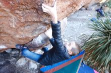 Bouldering in Hueco Tanks on 01/01/2019 with Blue Lizard Climbing and Yoga

Filename: SRM_20190101_1336100.jpg
Aperture: f/2.8
Shutter Speed: 1/250
Body: Canon EOS-1D Mark II
Lens: Canon EF 16-35mm f/2.8 L