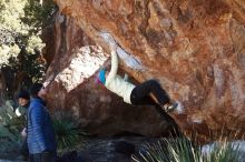 Bouldering in Hueco Tanks on 01/01/2019 with Blue Lizard Climbing and Yoga

Filename: SRM_20190101_1413340.jpg
Aperture: f/6.3
Shutter Speed: 1/250
Body: Canon EOS-1D Mark II
Lens: Canon EF 16-35mm f/2.8 L