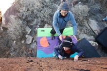 Bouldering in Hueco Tanks on 01/01/2019 with Blue Lizard Climbing and Yoga

Filename: SRM_20190101_1426480.jpg
Aperture: f/4.0
Shutter Speed: 1/250
Body: Canon EOS-1D Mark II
Lens: Canon EF 16-35mm f/2.8 L