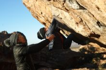 Bouldering in Hueco Tanks on 01/01/2019 with Blue Lizard Climbing and Yoga

Filename: SRM_20190101_1726350.jpg
Aperture: f/4.0
Shutter Speed: 1/250
Body: Canon EOS-1D Mark II
Lens: Canon EF 50mm f/1.8 II