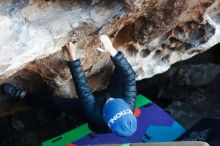 Bouldering in Hueco Tanks on 12/31/2018 with Blue Lizard Climbing and Yoga

Filename: SRM_20181231_1010210.jpg
Aperture: f/3.2
Shutter Speed: 1/250
Body: Canon EOS-1D Mark II
Lens: Canon EF 50mm f/1.8 II