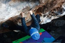 Bouldering in Hueco Tanks on 12/31/2018 with Blue Lizard Climbing and Yoga

Filename: SRM_20181231_1010220.jpg
Aperture: f/3.2
Shutter Speed: 1/250
Body: Canon EOS-1D Mark II
Lens: Canon EF 50mm f/1.8 II