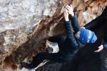 Bouldering in Hueco Tanks on 12/31/2018 with Blue Lizard Climbing and Yoga

Filename: SRM_20181231_1015391.jpg
Aperture: f/3.2
Shutter Speed: 1/250
Body: Canon EOS-1D Mark II
Lens: Canon EF 50mm f/1.8 II