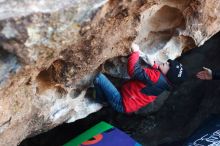 Bouldering in Hueco Tanks on 12/31/2018 with Blue Lizard Climbing and Yoga

Filename: SRM_20181231_1017200.jpg
Aperture: f/2.8
Shutter Speed: 1/250
Body: Canon EOS-1D Mark II
Lens: Canon EF 50mm f/1.8 II