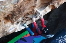 Bouldering in Hueco Tanks on 12/31/2018 with Blue Lizard Climbing and Yoga

Filename: SRM_20181231_1022220.jpg
Aperture: f/3.2
Shutter Speed: 1/250
Body: Canon EOS-1D Mark II
Lens: Canon EF 50mm f/1.8 II