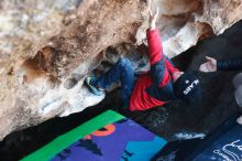 Bouldering in Hueco Tanks on 12/31/2018 with Blue Lizard Climbing and Yoga

Filename: SRM_20181231_1022390.jpg
Aperture: f/2.8
Shutter Speed: 1/250
Body: Canon EOS-1D Mark II
Lens: Canon EF 50mm f/1.8 II