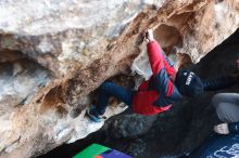 Bouldering in Hueco Tanks on 12/31/2018 with Blue Lizard Climbing and Yoga

Filename: SRM_20181231_1022520.jpg
Aperture: f/3.2
Shutter Speed: 1/250
Body: Canon EOS-1D Mark II
Lens: Canon EF 50mm f/1.8 II