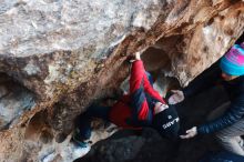 Bouldering in Hueco Tanks on 12/31/2018 with Blue Lizard Climbing and Yoga

Filename: SRM_20181231_1022540.jpg
Aperture: f/3.5
Shutter Speed: 1/250
Body: Canon EOS-1D Mark II
Lens: Canon EF 50mm f/1.8 II