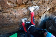 Bouldering in Hueco Tanks on 12/31/2018 with Blue Lizard Climbing and Yoga

Filename: SRM_20181231_1234060.jpg
Aperture: f/5.0
Shutter Speed: 1/200
Body: Canon EOS-1D Mark II
Lens: Canon EF 16-35mm f/2.8 L