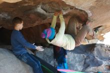 Bouldering in Hueco Tanks on 12/31/2018 with Blue Lizard Climbing and Yoga

Filename: SRM_20181231_1513310.jpg
Aperture: f/4.0
Shutter Speed: 1/320
Body: Canon EOS-1D Mark II
Lens: Canon EF 50mm f/1.8 II