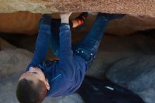 Bouldering in Hueco Tanks on 12/31/2018 with Blue Lizard Climbing and Yoga

Filename: SRM_20181231_1515320.jpg
Aperture: f/4.0
Shutter Speed: 1/250
Body: Canon EOS-1D Mark II
Lens: Canon EF 50mm f/1.8 II