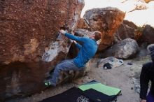 Bouldering in Hueco Tanks on 01/05/2019 with Blue Lizard Climbing and Yoga

Filename: SRM_20190105_1056490.jpg
Aperture: f/6.3
Shutter Speed: 1/200
Body: Canon EOS-1D Mark II
Lens: Canon EF 16-35mm f/2.8 L