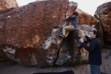 Bouldering in Hueco Tanks on 01/05/2019 with Blue Lizard Climbing and Yoga

Filename: SRM_20190105_1059180.jpg
Aperture: f/4.5
Shutter Speed: 1/250
Body: Canon EOS-1D Mark II
Lens: Canon EF 16-35mm f/2.8 L