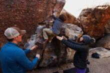 Bouldering in Hueco Tanks on 01/05/2019 with Blue Lizard Climbing and Yoga

Filename: SRM_20190105_1114150.jpg
Aperture: f/5.0
Shutter Speed: 1/250
Body: Canon EOS-1D Mark II
Lens: Canon EF 16-35mm f/2.8 L