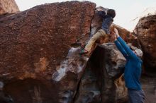 Bouldering in Hueco Tanks on 01/05/2019 with Blue Lizard Climbing and Yoga

Filename: SRM_20190105_1114270.jpg
Aperture: f/5.6
Shutter Speed: 1/250
Body: Canon EOS-1D Mark II
Lens: Canon EF 16-35mm f/2.8 L