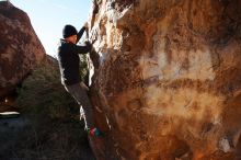 Bouldering in Hueco Tanks on 01/05/2019 with Blue Lizard Climbing and Yoga

Filename: SRM_20190105_1137540.jpg
Aperture: f/5.6
Shutter Speed: 1/250
Body: Canon EOS-1D Mark II
Lens: Canon EF 16-35mm f/2.8 L