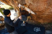 Bouldering in Hueco Tanks on 01/05/2019 with Blue Lizard Climbing and Yoga

Filename: SRM_20190105_1146460.jpg
Aperture: f/2.8
Shutter Speed: 1/250
Body: Canon EOS-1D Mark II
Lens: Canon EF 16-35mm f/2.8 L