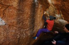 Bouldering in Hueco Tanks on 01/05/2019 with Blue Lizard Climbing and Yoga

Filename: SRM_20190105_1223200.jpg
Aperture: f/4.5
Shutter Speed: 1/200
Body: Canon EOS-1D Mark II
Lens: Canon EF 16-35mm f/2.8 L