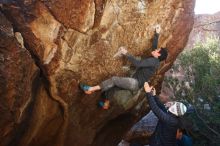 Bouldering in Hueco Tanks on 01/05/2019 with Blue Lizard Climbing and Yoga

Filename: SRM_20190105_1406250.jpg
Aperture: f/5.0
Shutter Speed: 1/250
Body: Canon EOS-1D Mark II
Lens: Canon EF 16-35mm f/2.8 L