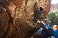 Bouldering in Hueco Tanks on 01/05/2019 with Blue Lizard Climbing and Yoga

Filename: SRM_20190105_1406310.jpg
Aperture: f/5.0
Shutter Speed: 1/250
Body: Canon EOS-1D Mark II
Lens: Canon EF 16-35mm f/2.8 L