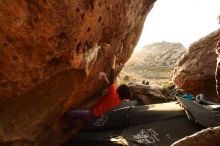 Bouldering in Hueco Tanks on 01/05/2019 with Blue Lizard Climbing and Yoga

Filename: SRM_20190105_1754470.jpg
Aperture: f/6.3
Shutter Speed: 1/200
Body: Canon EOS-1D Mark II
Lens: Canon EF 16-35mm f/2.8 L