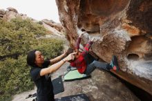 Bouldering in Hueco Tanks on 01/06/2019 with Blue Lizard Climbing and Yoga

Filename: SRM_20190106_1339360.jpg
Aperture: f/5.6
Shutter Speed: 1/250
Body: Canon EOS-1D Mark II
Lens: Canon EF 16-35mm f/2.8 L