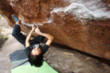 Bouldering in Hueco Tanks on 01/06/2019 with Blue Lizard Climbing and Yoga

Filename: SRM_20190106_1349420.jpg
Aperture: f/4.0
Shutter Speed: 1/400
Body: Canon EOS-1D Mark II
Lens: Canon EF 16-35mm f/2.8 L