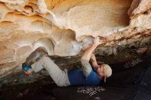 Bouldering in Hueco Tanks on 01/12/2019 with Blue Lizard Climbing and Yoga

Filename: SRM_20190112_1104050.jpg
Aperture: f/5.6
Shutter Speed: 1/200
Body: Canon EOS-1D Mark II
Lens: Canon EF 16-35mm f/2.8 L