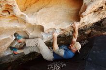 Bouldering in Hueco Tanks on 01/12/2019 with Blue Lizard Climbing and Yoga

Filename: SRM_20190112_1104140.jpg
Aperture: f/5.6
Shutter Speed: 1/200
Body: Canon EOS-1D Mark II
Lens: Canon EF 16-35mm f/2.8 L