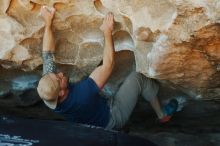 Bouldering in Hueco Tanks on 01/12/2019 with Blue Lizard Climbing and Yoga

Filename: SRM_20190112_1121320.jpg
Aperture: f/3.2
Shutter Speed: 1/250
Body: Canon EOS-1D Mark II
Lens: Canon EF 50mm f/1.8 II