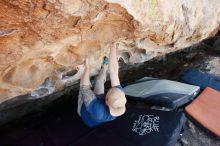 Bouldering in Hueco Tanks on 01/12/2019 with Blue Lizard Climbing and Yoga

Filename: SRM_20190112_1203030.jpg
Aperture: f/5.6
Shutter Speed: 1/250
Body: Canon EOS-1D Mark II
Lens: Canon EF 16-35mm f/2.8 L