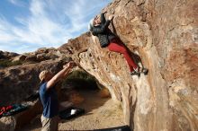 Bouldering in Hueco Tanks on 01/12/2019 with Blue Lizard Climbing and Yoga

Filename: SRM_20190112_1648420.jpg
Aperture: f/5.6
Shutter Speed: 1/250
Body: Canon EOS-1D Mark II
Lens: Canon EF 16-35mm f/2.8 L