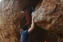 Bouldering in Hueco Tanks on 01/12/2019 with Blue Lizard Climbing and Yoga

Filename: SRM_20190112_1812260.jpg
Aperture: f/3.5
Shutter Speed: 1/200
Body: Canon EOS-1D Mark II
Lens: Canon EF 16-35mm f/2.8 L