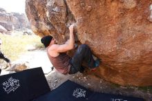 Bouldering in Hueco Tanks on 01/13/2019 with Blue Lizard Climbing and Yoga

Filename: SRM_20190113_1153440.jpg
Aperture: f/5.0
Shutter Speed: 1/400
Body: Canon EOS-1D Mark II
Lens: Canon EF 16-35mm f/2.8 L