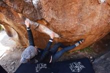 Bouldering in Hueco Tanks on 01/13/2019 with Blue Lizard Climbing and Yoga

Filename: SRM_20190113_1200020.jpg
Aperture: f/5.6
Shutter Speed: 1/250
Body: Canon EOS-1D Mark II
Lens: Canon EF 16-35mm f/2.8 L