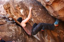 Bouldering in Hueco Tanks on 01/13/2019 with Blue Lizard Climbing and Yoga

Filename: SRM_20190113_1212430.jpg
Aperture: f/4.0
Shutter Speed: 1/320
Body: Canon EOS-1D Mark II
Lens: Canon EF 16-35mm f/2.8 L