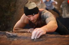 Bouldering in Hueco Tanks on 01/13/2019 with Blue Lizard Climbing and Yoga

Filename: SRM_20190113_1308330.jpg
Aperture: f/1.8
Shutter Speed: 1/500
Body: Canon EOS-1D Mark II
Lens: Canon EF 50mm f/1.8 II