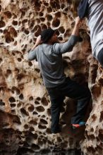 Bouldering in Hueco Tanks on 01/13/2019 with Blue Lizard Climbing and Yoga

Filename: SRM_20190113_1619590.jpg
Aperture: f/2.8
Shutter Speed: 1/125
Body: Canon EOS-1D Mark II
Lens: Canon EF 50mm f/1.8 II