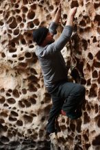 Bouldering in Hueco Tanks on 01/13/2019 with Blue Lizard Climbing and Yoga

Filename: SRM_20190113_1620051.jpg
Aperture: f/2.8
Shutter Speed: 1/100
Body: Canon EOS-1D Mark II
Lens: Canon EF 50mm f/1.8 II