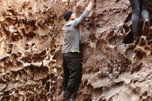 Bouldering in Hueco Tanks on 01/13/2019 with Blue Lizard Climbing and Yoga

Filename: SRM_20190113_1622120.jpg
Aperture: f/2.8
Shutter Speed: 1/50
Body: Canon EOS-1D Mark II
Lens: Canon EF 50mm f/1.8 II